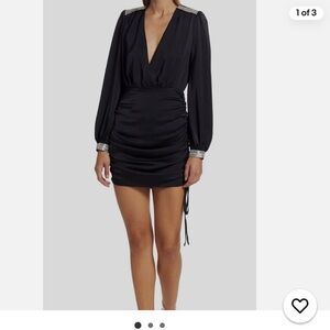 Elegant Black Dress with Embellished Shoulders